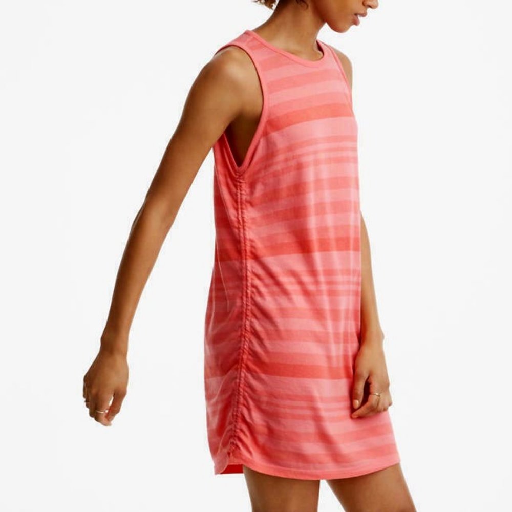 LOFT Lou & Grey Sleeveless Jersey Knit Tank Dress in Coral Stripe Size L - NEW
